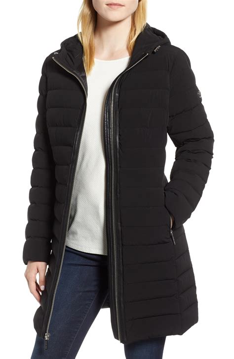 michael kors packable quilted black jacket|Michael Kors water resistant jacket.